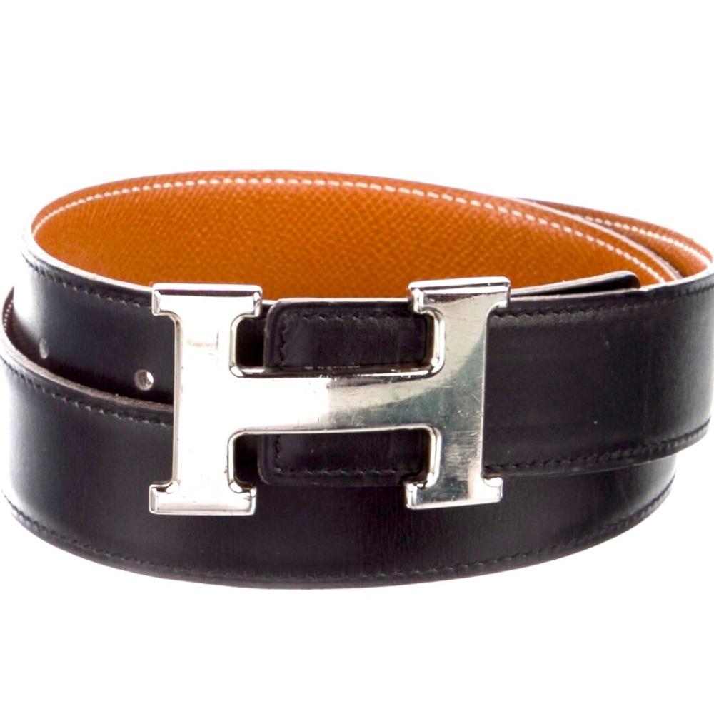 Reversible Hermes with silver-tone buckle.